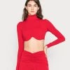 Nly By Nelly WIRE CROP - Langarmshirt - Red, Damen -Nly by Nelly Verkaufsladen e37e2cdbd5b346a3a6b8114a8e317c63