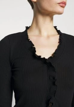 Nly By Nelly FRILL EDGE - Strickjacke - Black, Damen -Nly by Nelly Verkaufsladen ed98859665e84da39ef6dd3ada9777f7