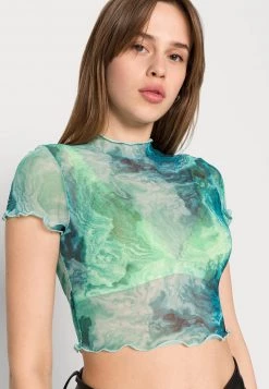 Nly By Nelly CROPPED - T-Shirt Print - Ocean Abstract, Damen -Nly by Nelly Verkaufsladen ee8dec0a0ed0469fb8d1452c90202d55
