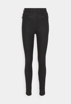 Nly By Nelly COATED ZIP PANTS - Stoffhose - Black, Damen -Nly by Nelly Verkaufsladen eefd83c2c7774bb6b30b8ea0735bbb97