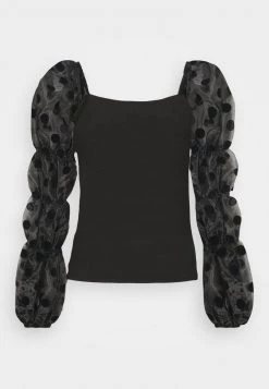 Nly By Nelly PUFF SLEEVES - Langarmshirt - Black, Damen -Nly by Nelly Verkaufsladen f4cc44512cb6407ea4434f7b8ac43d5b