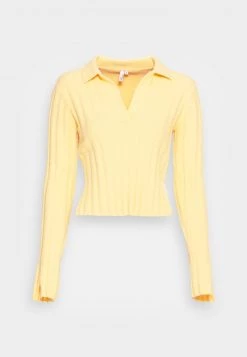 Nly By Nelly RIB COLLAR - Strickpullover - Yellow, Damen -Nly by Nelly Verkaufsladen f64443b8fde44261aed8400bf517581f
