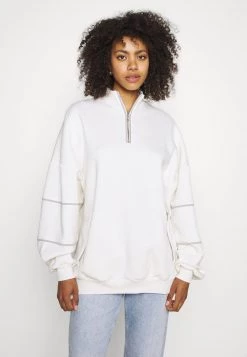 Nly By Nelly CONTRAST ZIP SWEATER - Sweatshirt - White, Damen